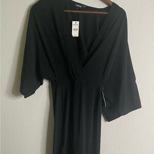 NWT Express Surplice Black Midi Dress Women’s size Small SM LBD
